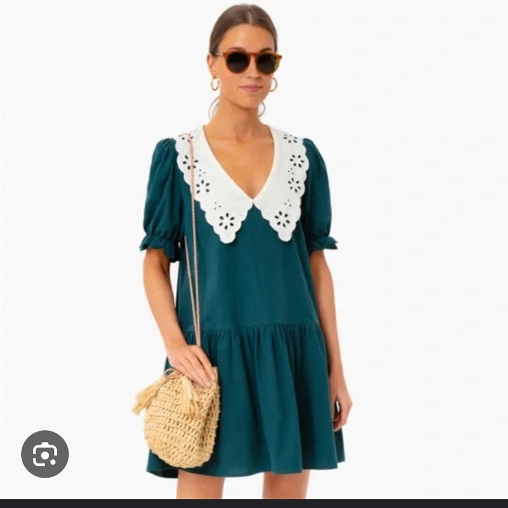 Tuckernuck Pomander Place peacock green knit dress